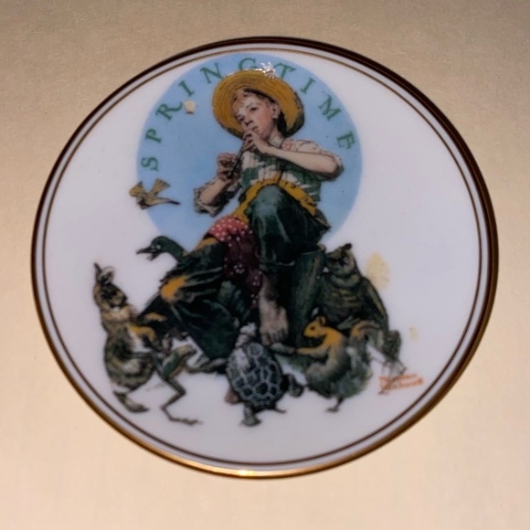 NORMAN ROCKWELL “Springtime” Decorative Porcelain Plate Vintage 3 1/4 in - Picture 1 of 7